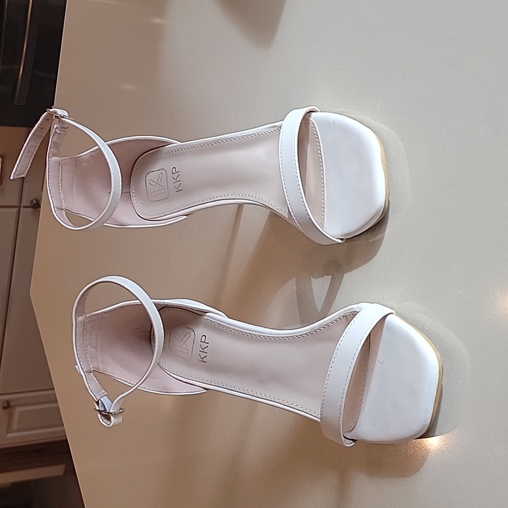 Cream ankle strap sandals